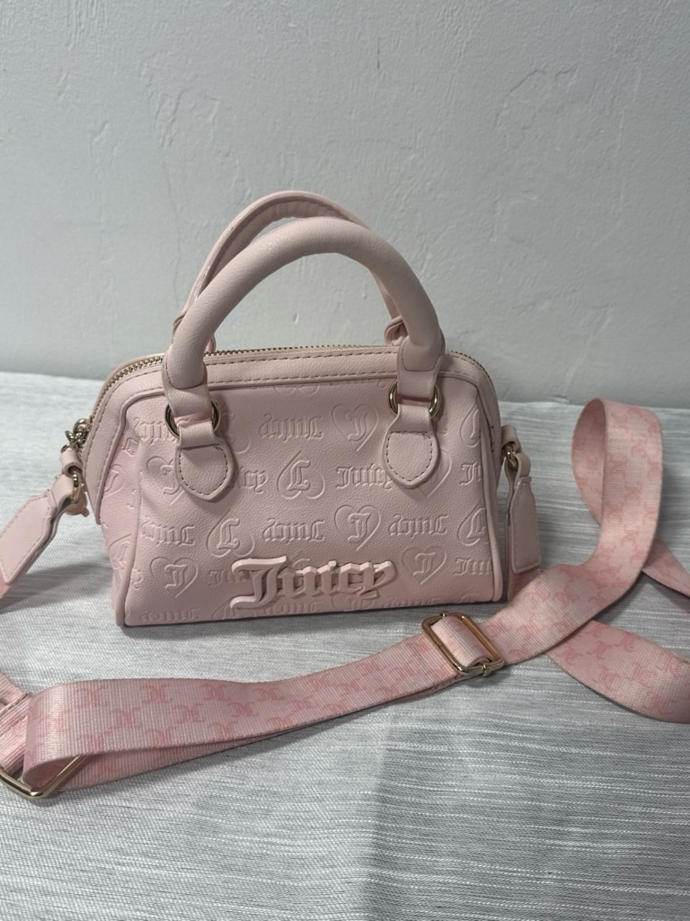 Juicy Couture Light Pink Mini Satchel with Crossbody Strap